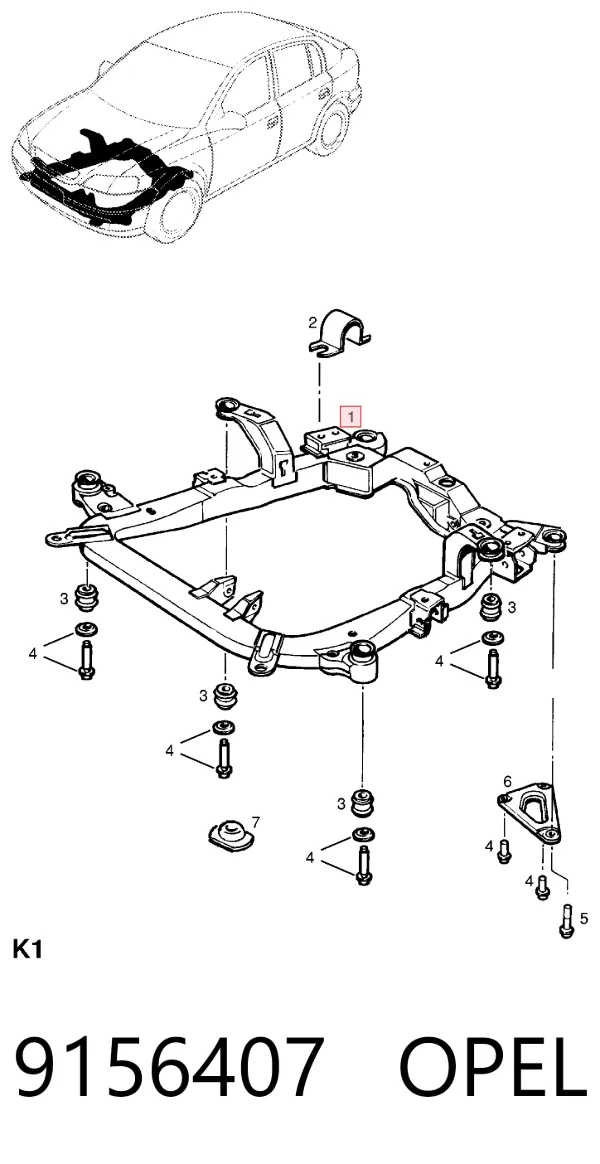 Подрамник передний 9156407 Opel