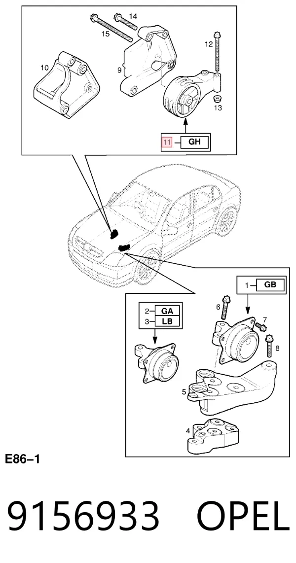 Задняя опора двигателя 9156933 Opel