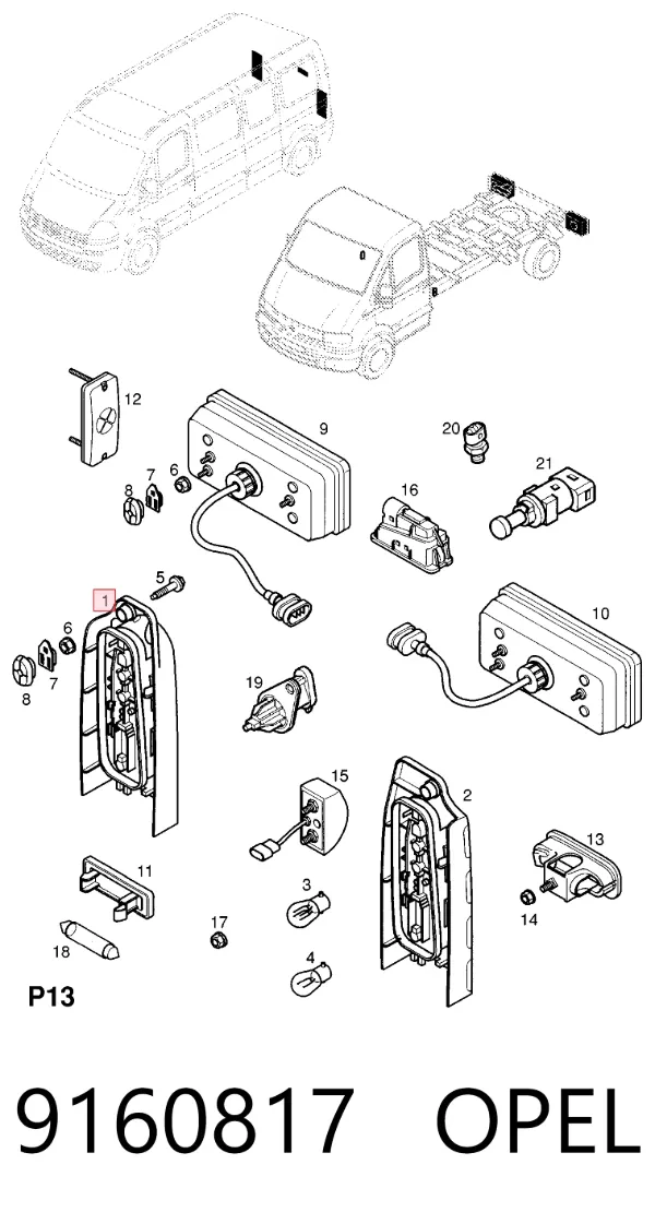 Задний фонарь 9160817 Opel