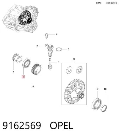 Подшипник дифференциала переднего моста OPEL 9162569