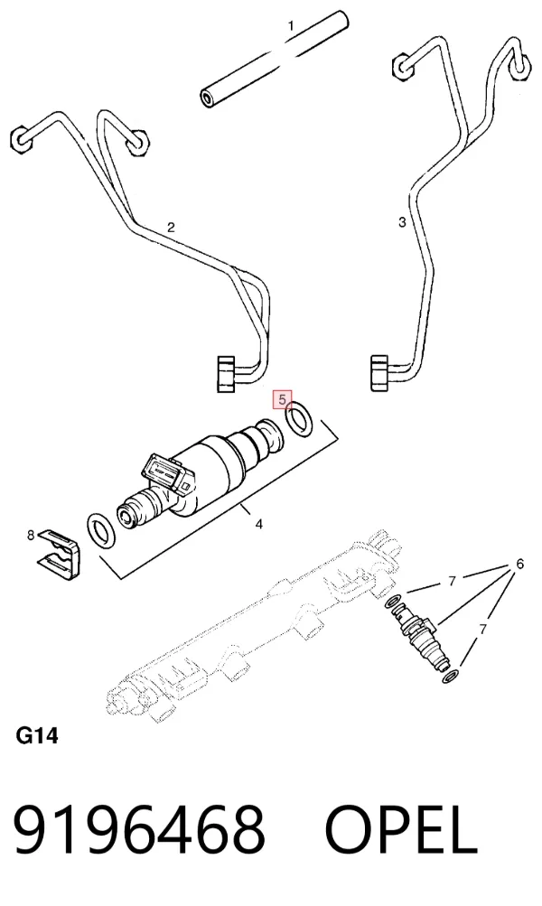 Кольцо форсунки 9196468 Opel