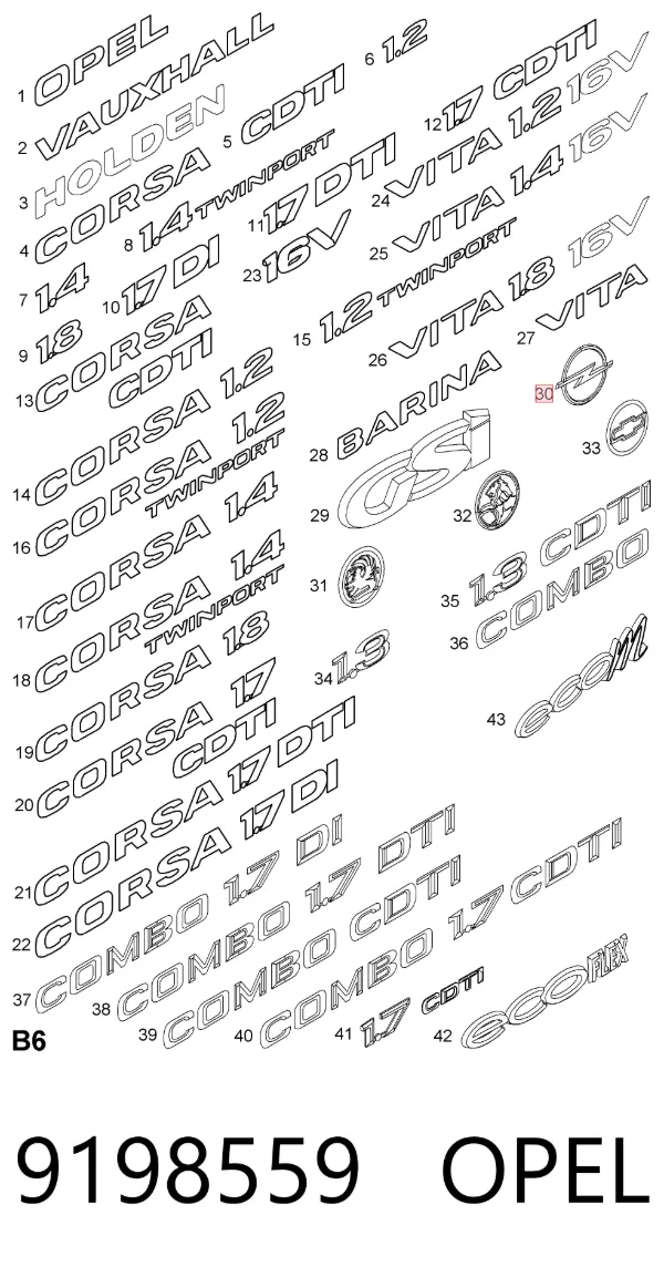 Эмблема крышки багажника 9198559 Opel