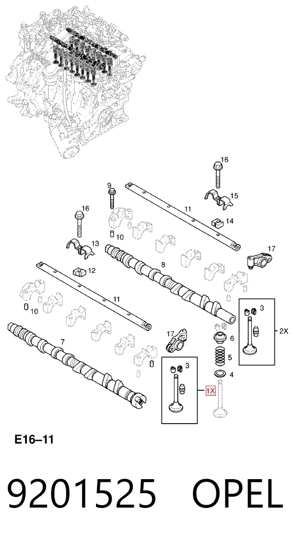 Впускной клапан 9201525 Opel