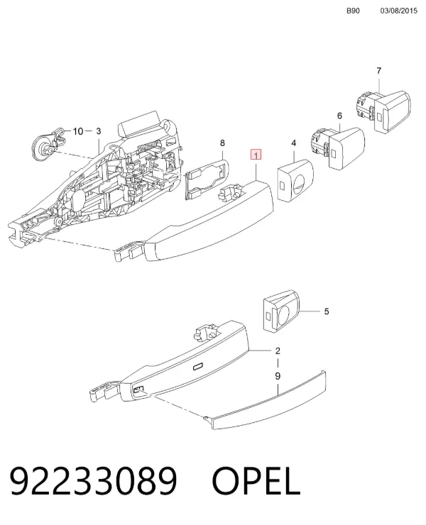 Ручка двери передней наружная 92233089 Opel
