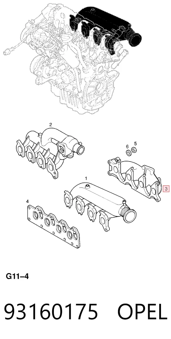 Выпускной коллектор 93160175 Opel