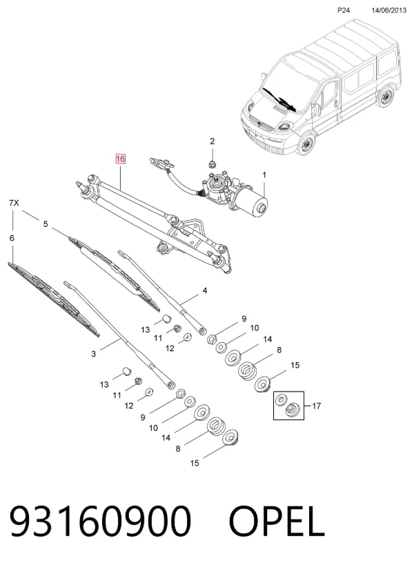 Трапеция дворников 93160900 Opel