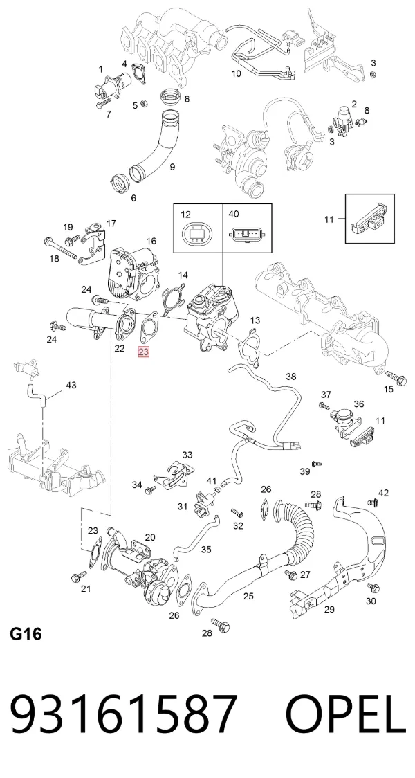 Прокладка холодильника EGR 93161587 Opel