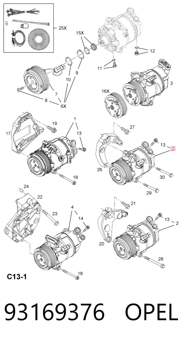 Компрессор кондиционера 93169376 Opel