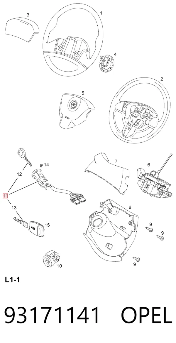 Замок зажигания 93171141 Opel