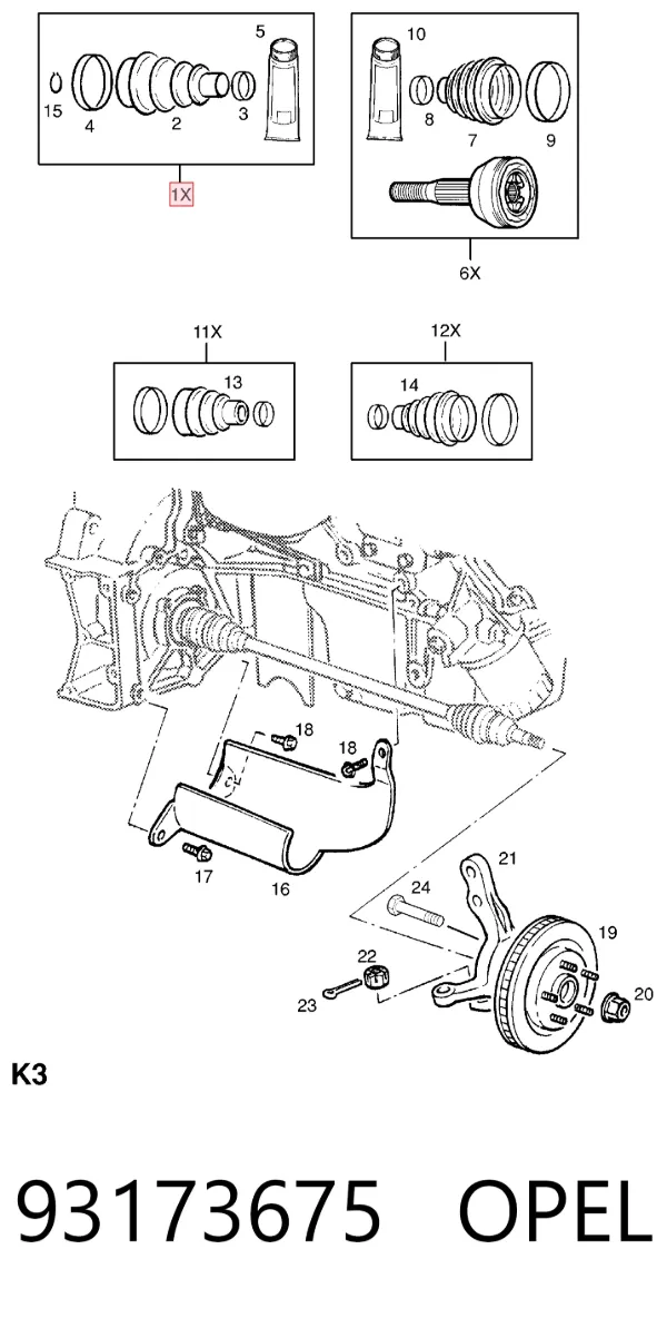 Пыльник ШРУСа внутренний 93173675 Opel