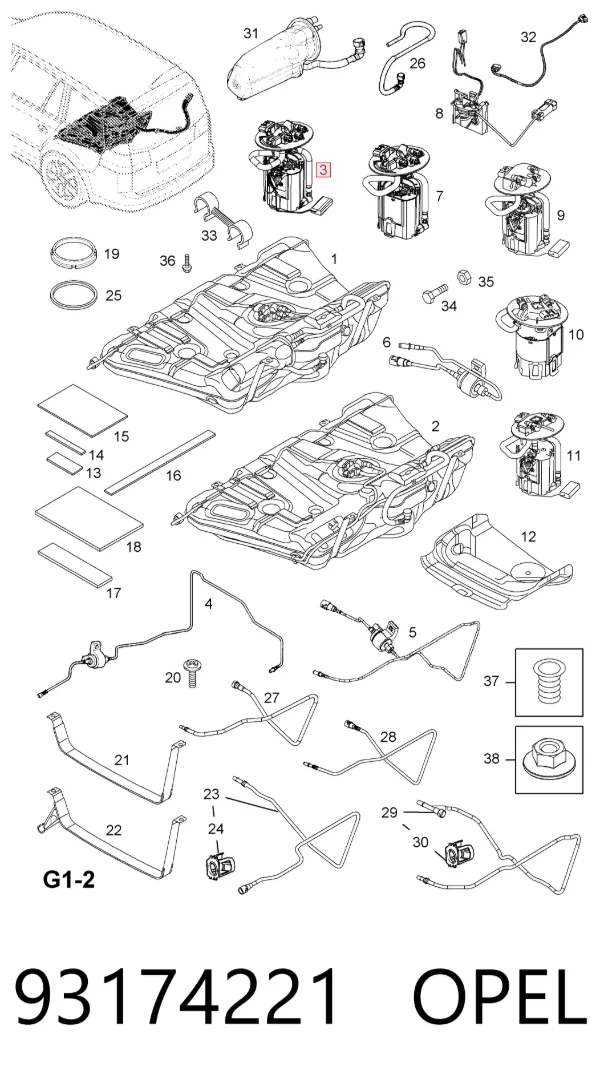 Насос топливный электрический 93174221 Opel