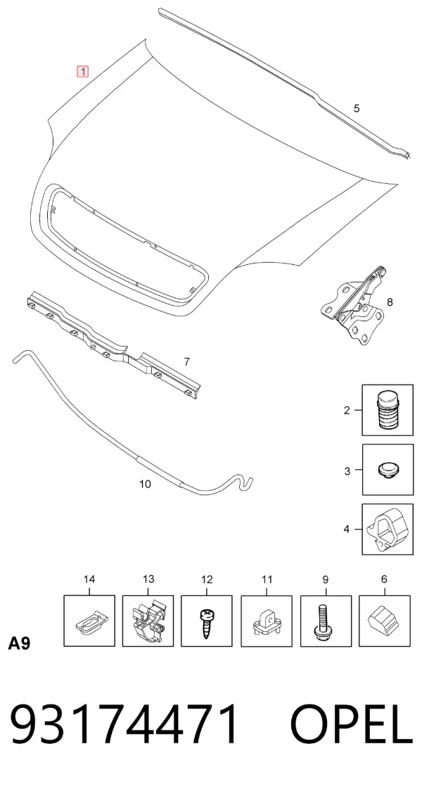 Капот 93174471 Opel