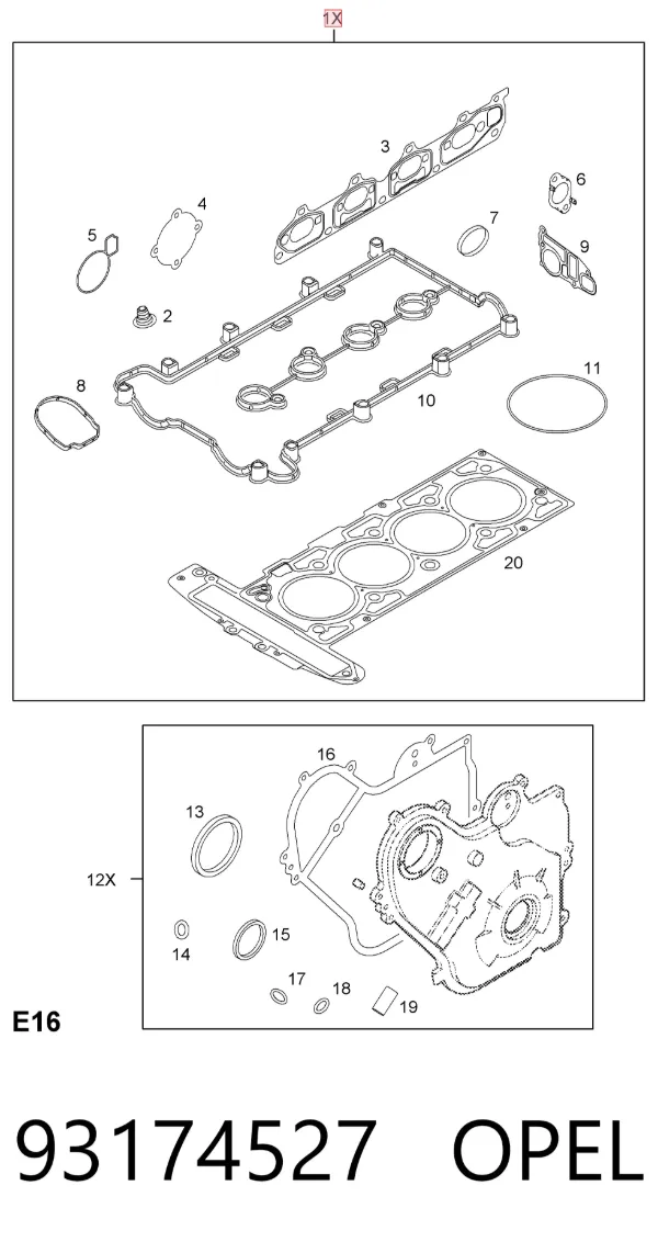 Прокладка ГБЦ 93174527 Opel