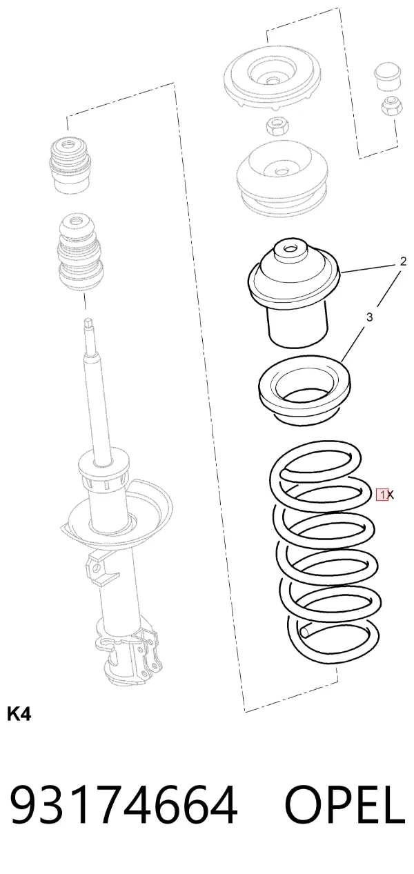 Передняя пружина 93174664 Opel