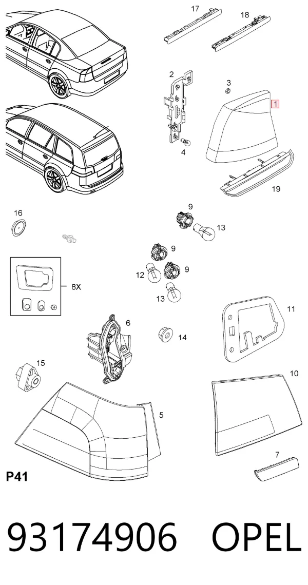 Задний фонарь 93174906 Opel