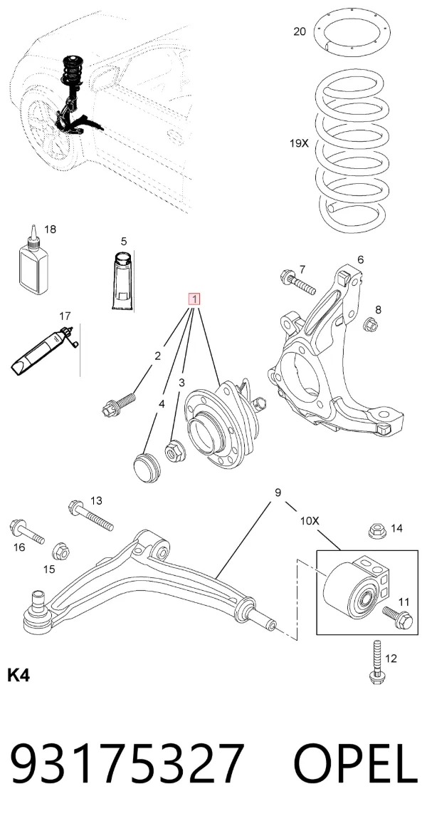 Передняя ступица 93175327 Opel