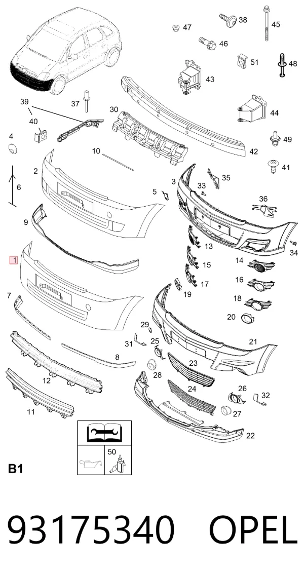 Передний бампер 93175340 Opel