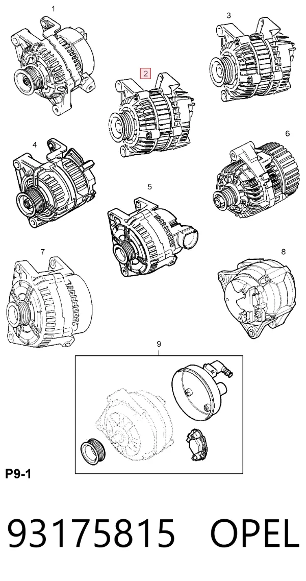 Генератор 93175815 Opel