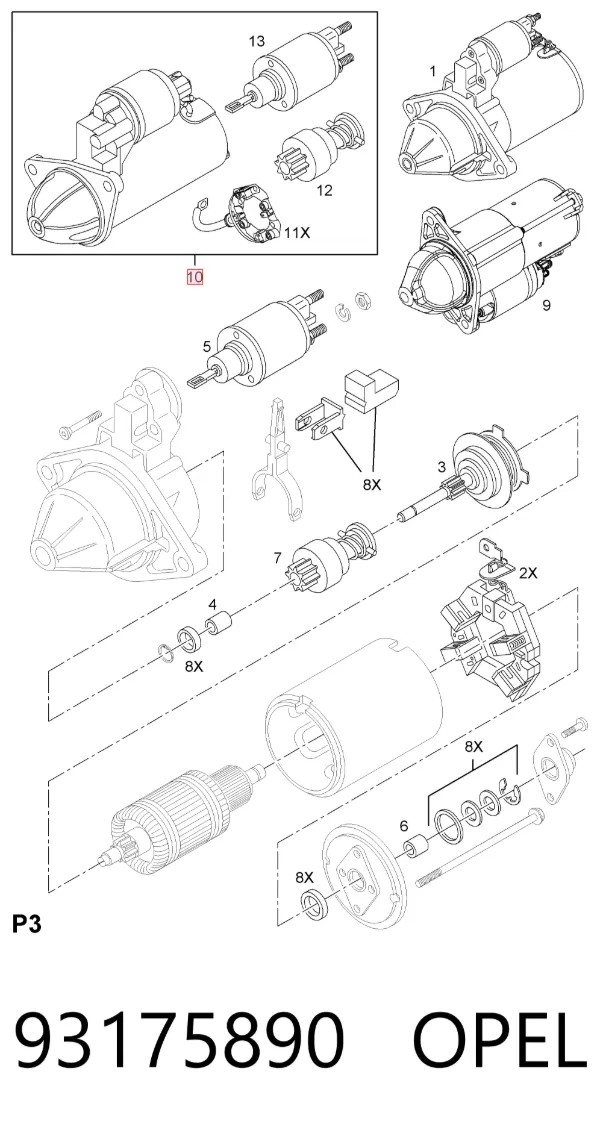Стартер 93175890 Opel