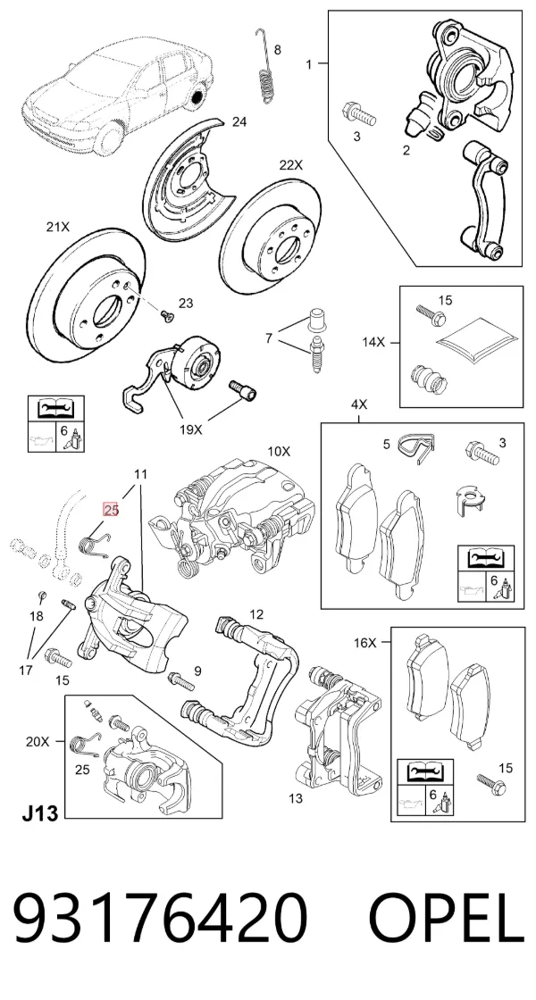 Скоба заднего суппорта 93176420 Opel