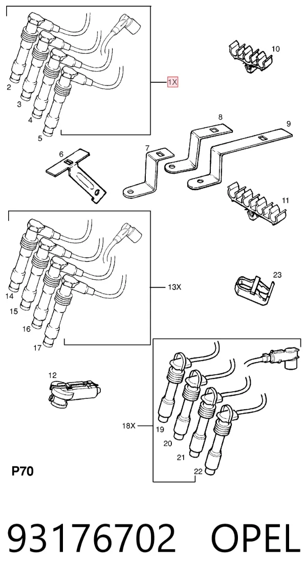 Высоковольтные провода 93176702 Opel