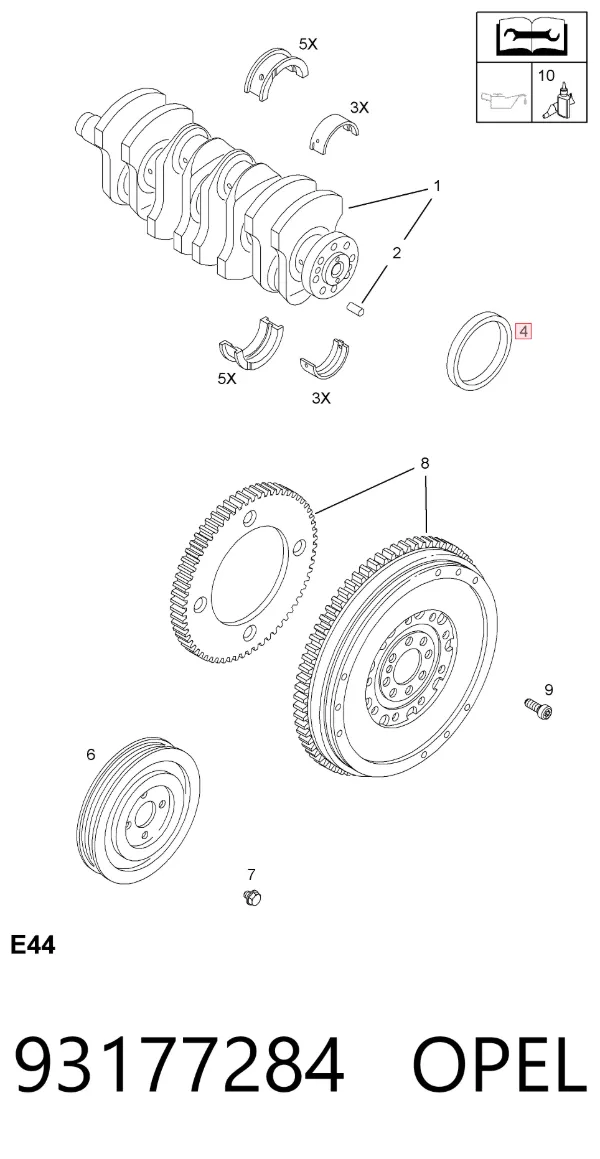 Сальник коленвала задний 93177284 Opel