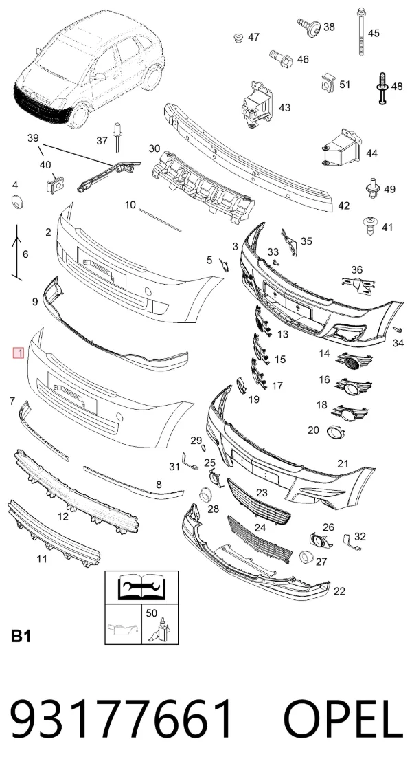Передний бампер 93177661 Opel