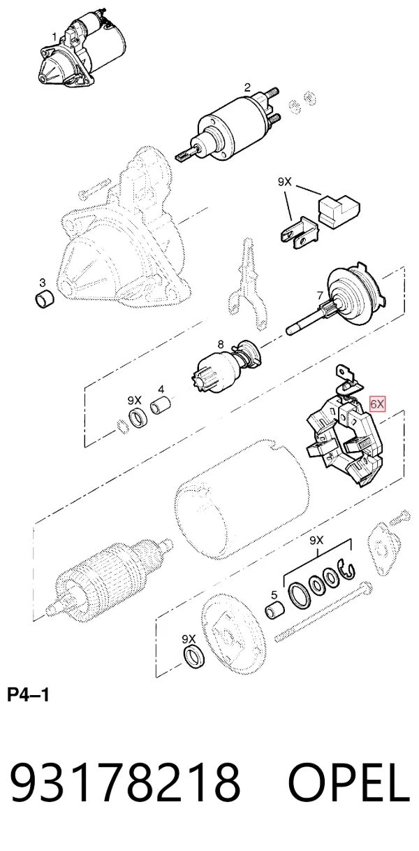 Щеткодержатель стартера 93178218 Opel