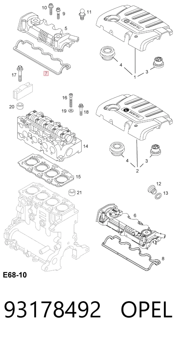Прокладка клапанной крышки 93178492 Opel