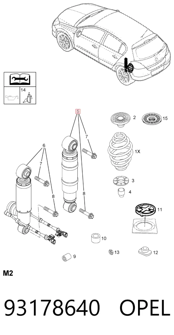 Амортизатор задний 93178640 Opel
