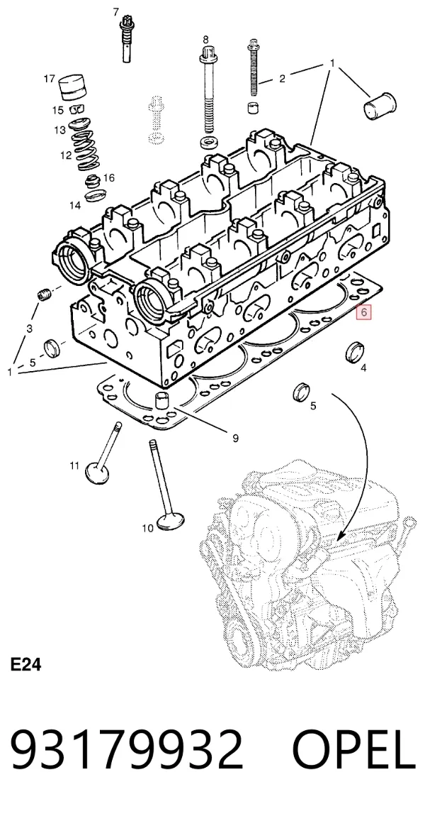 Прокладка ГБЦ 93179932 Opel