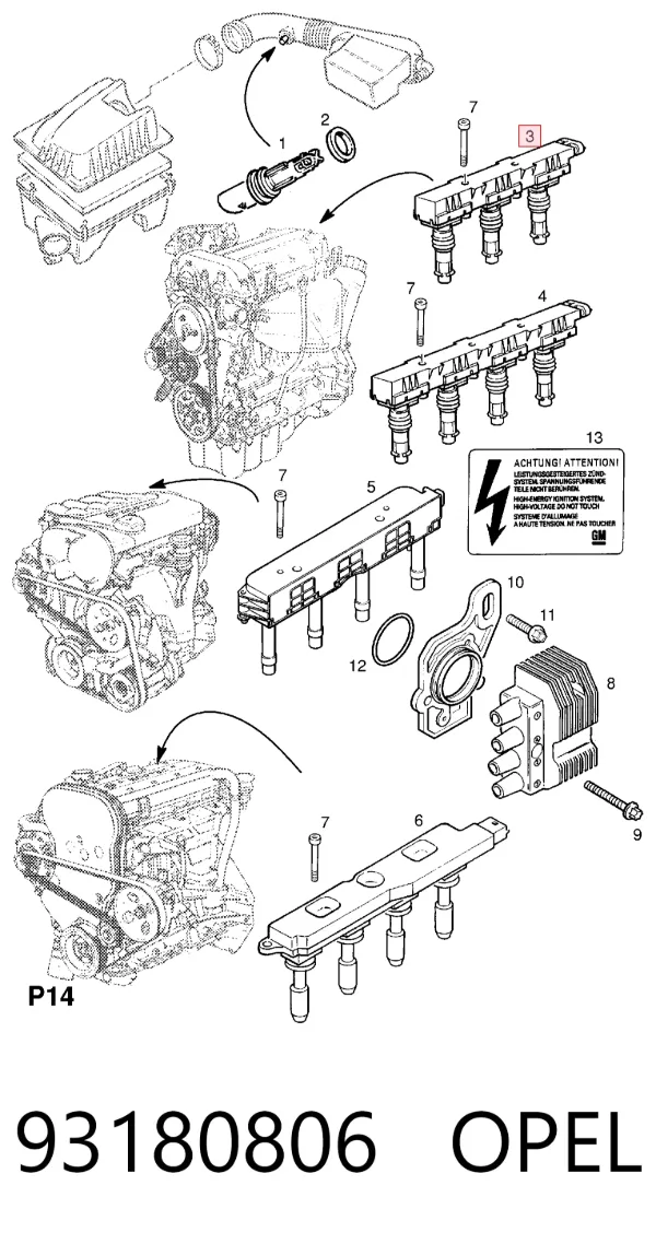 Катушка зажигания 93180806 Opel