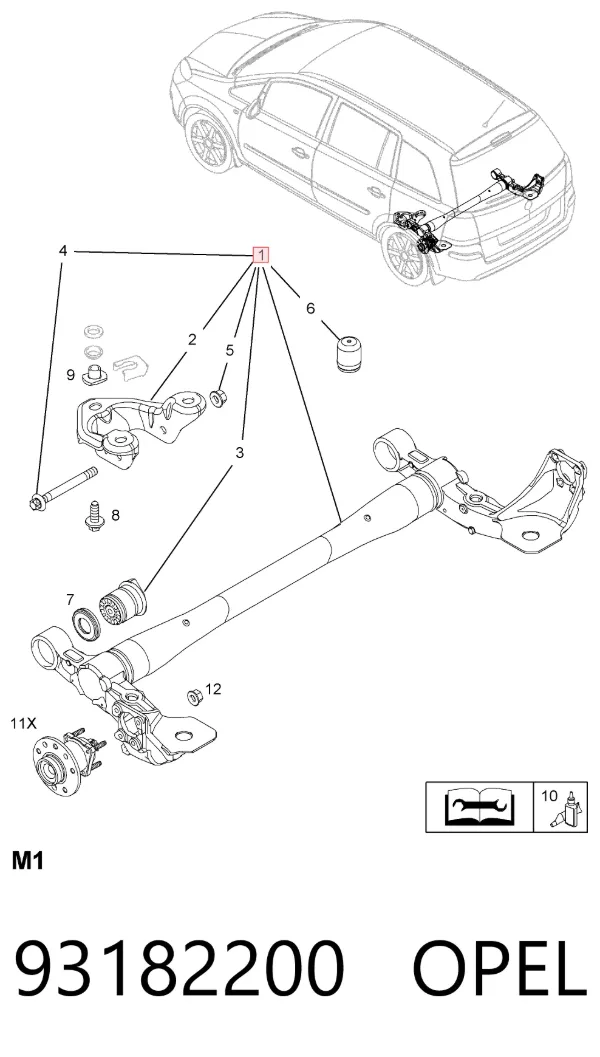 Подрамник задний 93182200 Opel