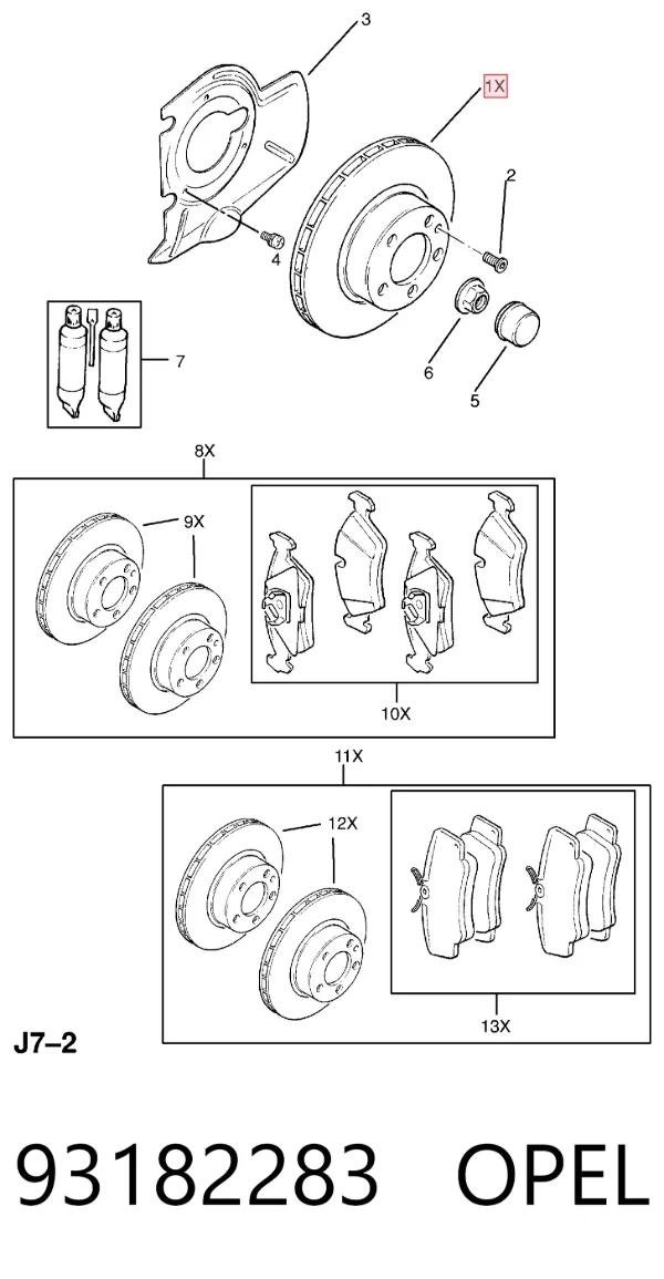 Передние тормозные диски 93182283 Opel