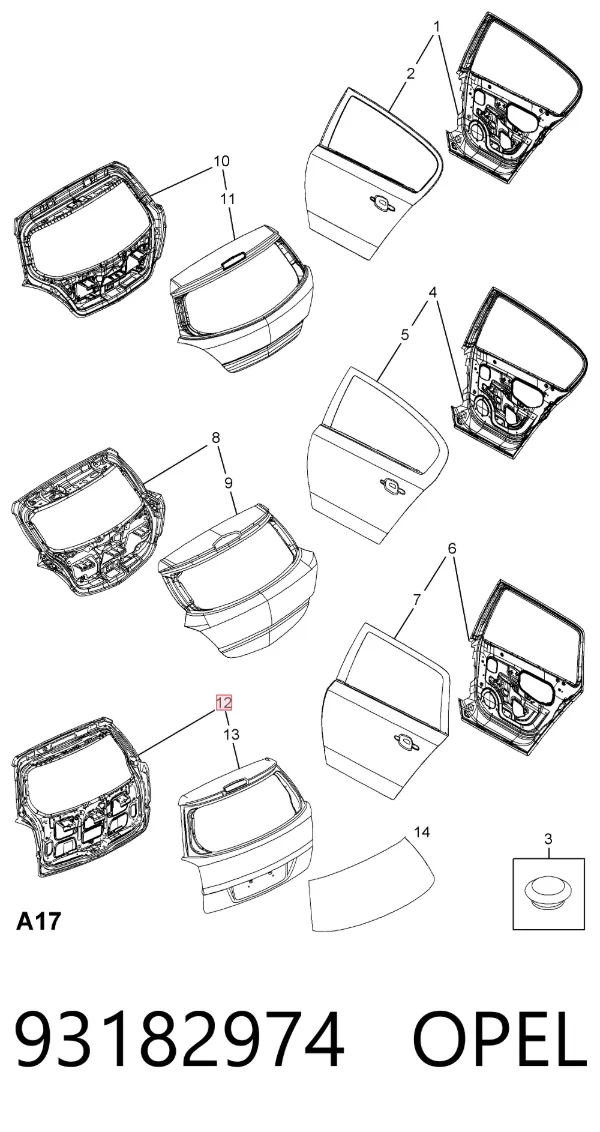 Ляда 93182974 Opel