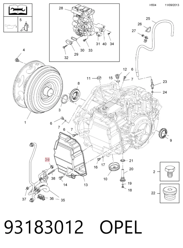 Кольцо уплотнительное трубки охлаждения АКПП 93183012 Opel