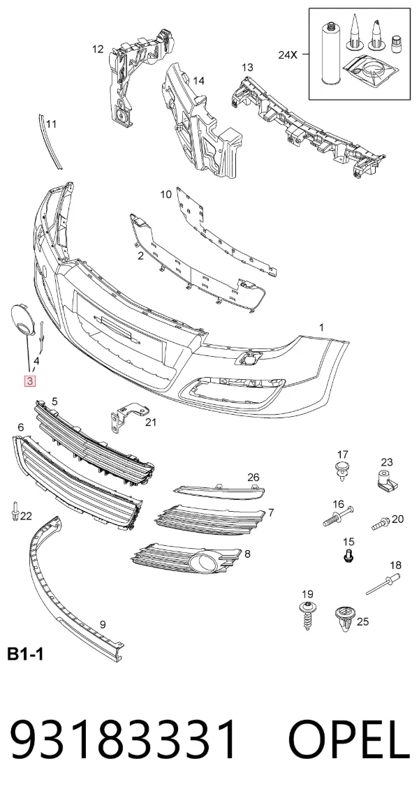 Заглушка буксировочного крюка 93183331 Opel