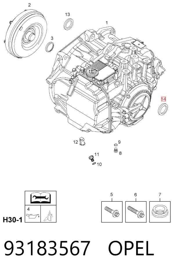 Левый сальник полуоси 93183567 Opel