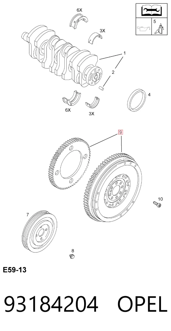Маховик 93184204 Opel