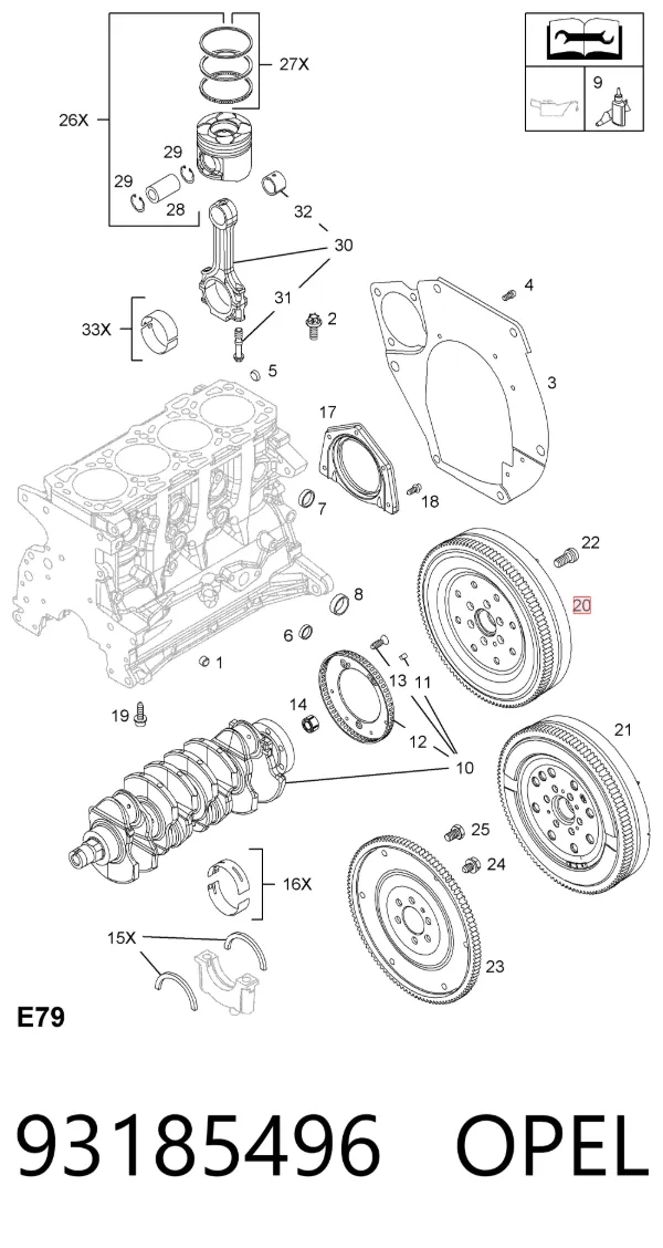 Маховик 93185496 Opel