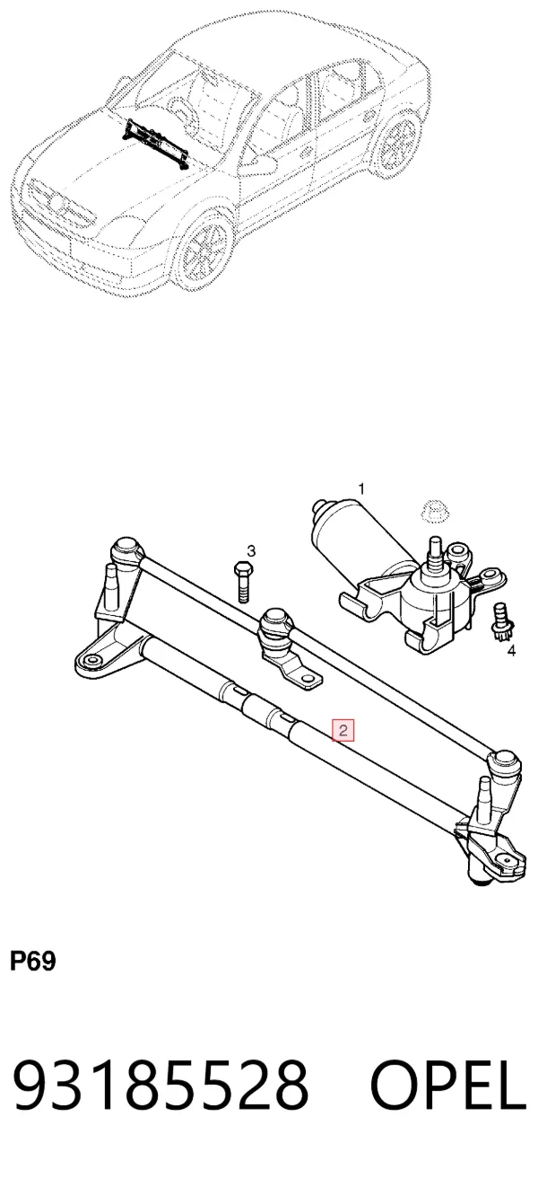 Трапеция дворников 93185528 Opel