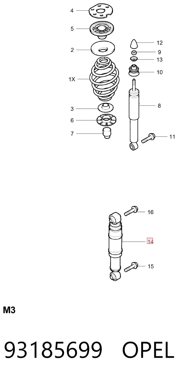 Амортизатор задний 93185699 Opel