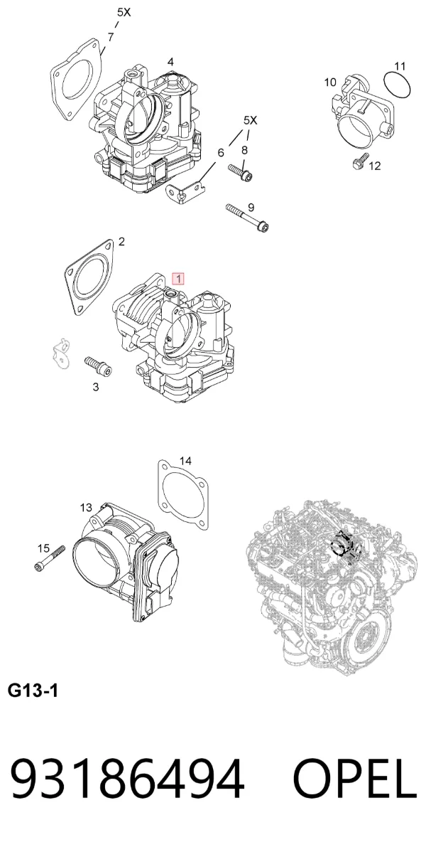 Дроссельная заслонка 93186494 Opel