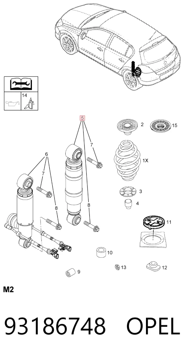 Амортизатор задний 93186748 Opel