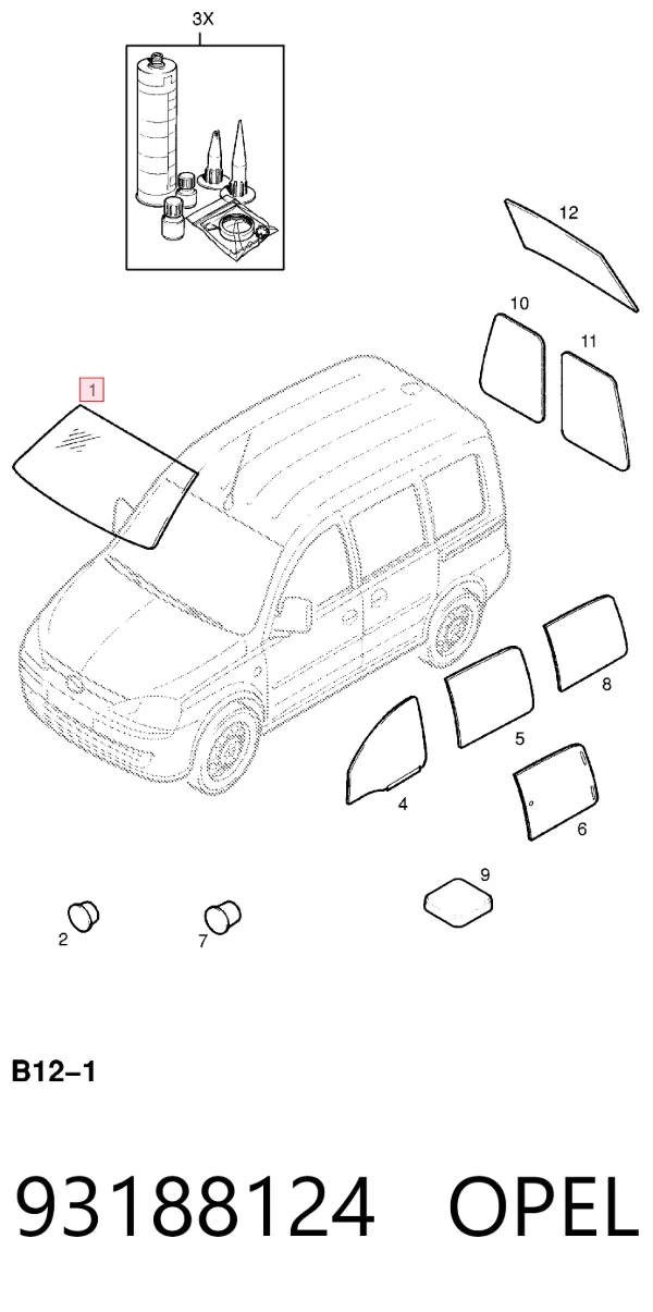 Лобовое стекло 93188124 Opel