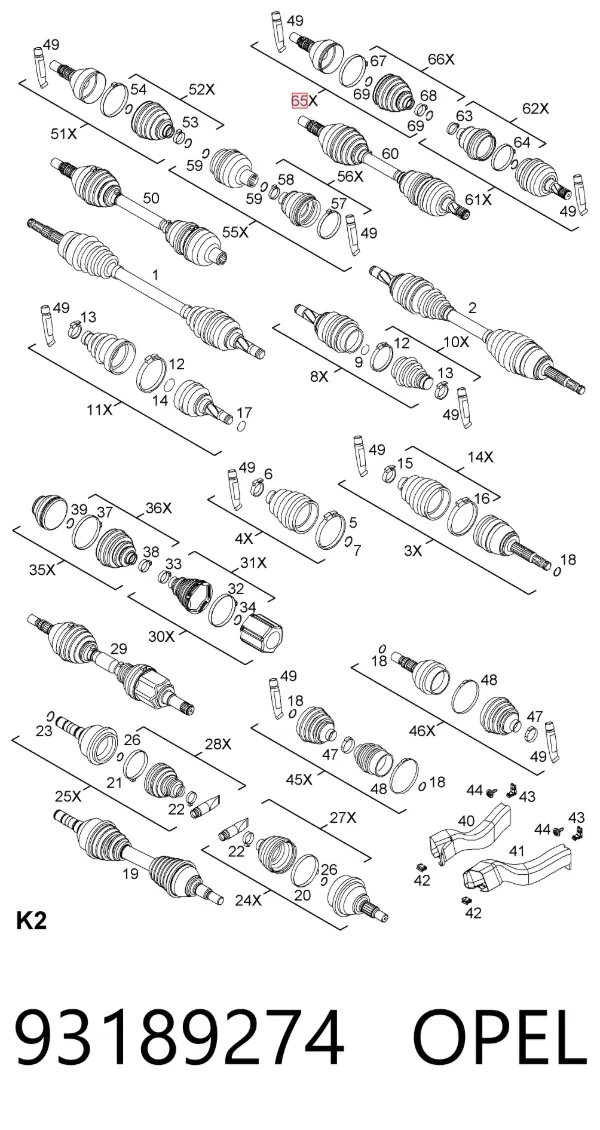 Шрус внутренний левый 93189274 Opel