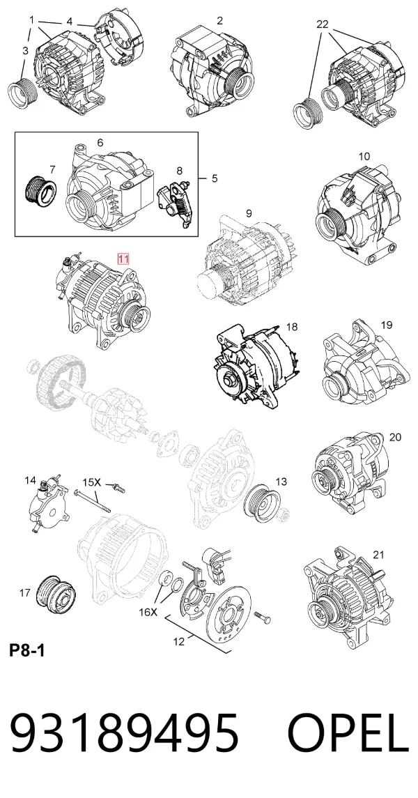 Генератор 93189495 Opel