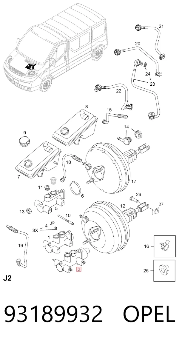Главный тормозной цилиндр 93189932 Opel