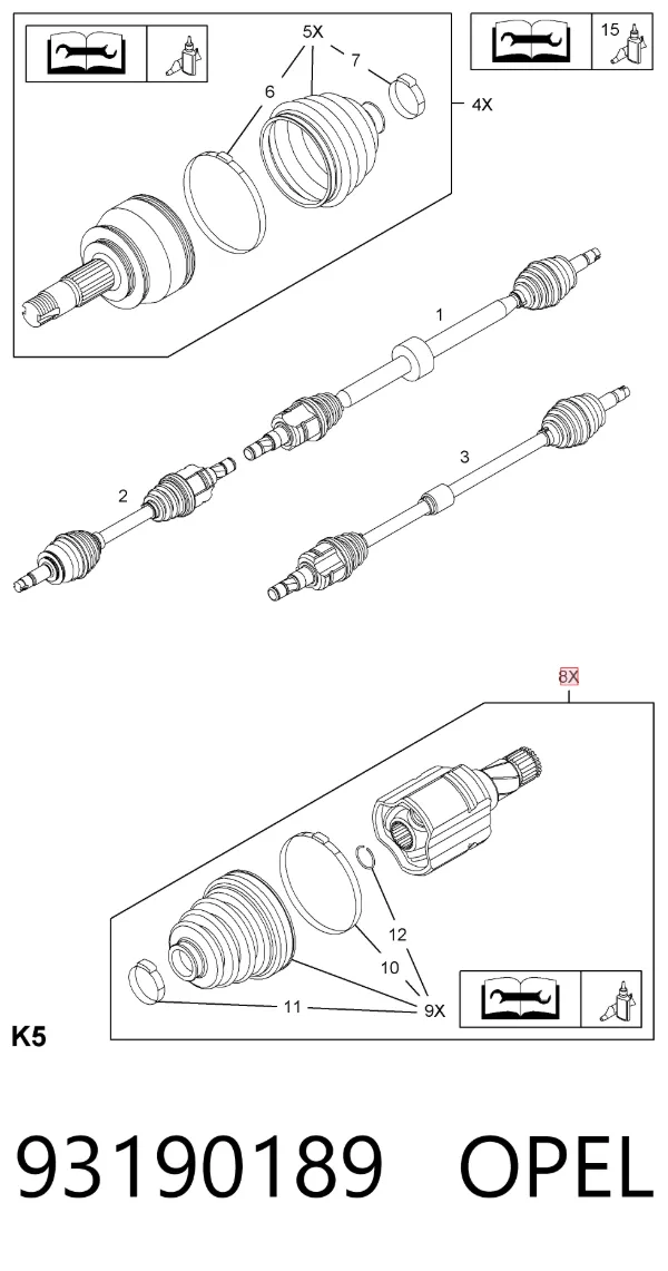 Шрус внутренний левый 93190189 Opel