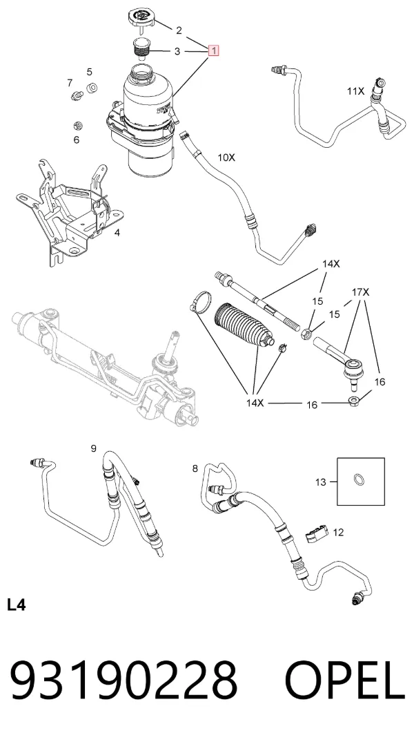 Насос ГУР 93190228 Opel